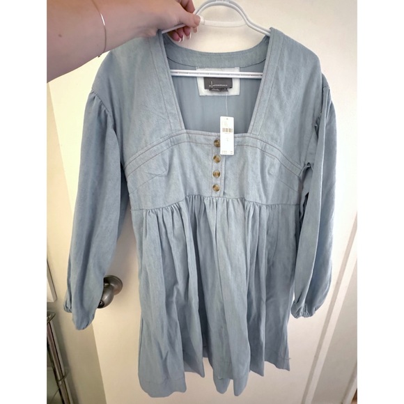 NWT Anthropologie Squareneck Denim Babydoll Dress - Picture 4 of 5